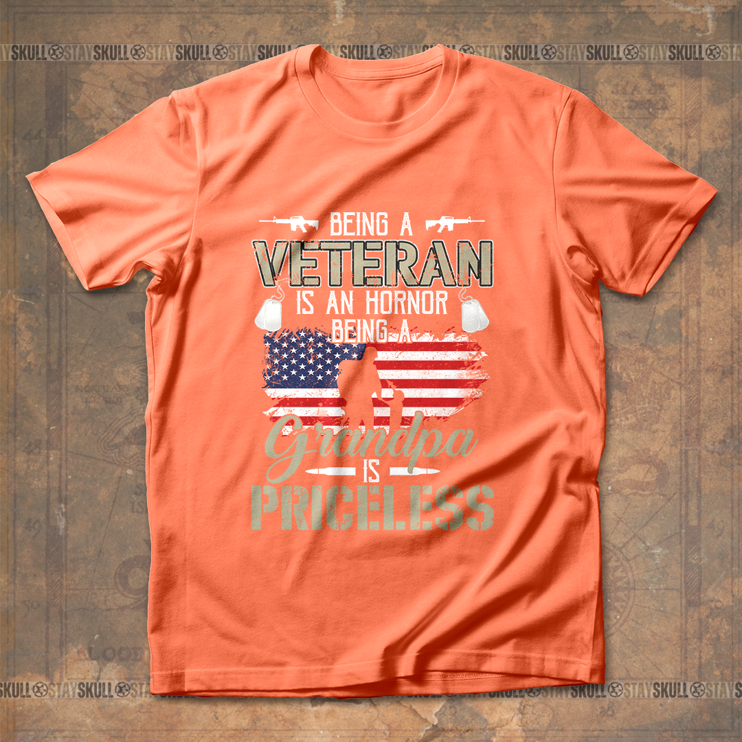Being A Veteran Is An Honor Being A Grandpa Is Priceless T shirt
