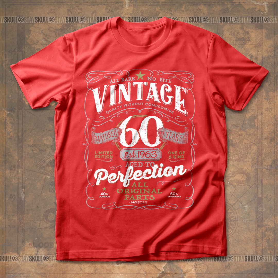 60th Birthday Vintage Aged To Perfection Vintage 1963 Original Parts T shirt