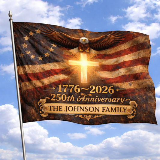 250th Anniversary American Flag – Custom Family Name Patriotic Flag