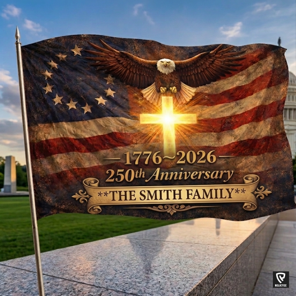 250th Anniversary American Flag – Custom Family Name Patriotic Flag