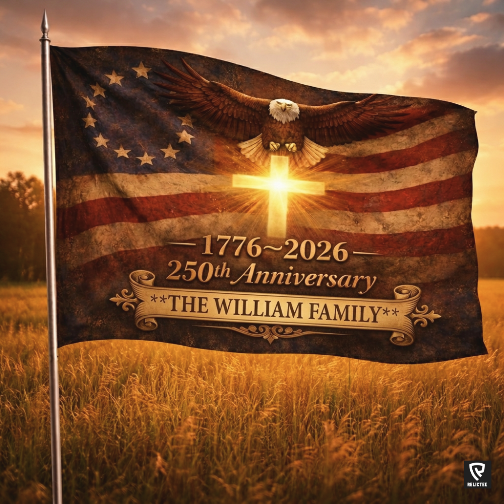 250th Anniversary American Flag – Custom Family Name Patriotic Flag