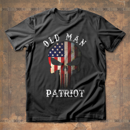 Old Man Patriot Vintage Skull T shirt