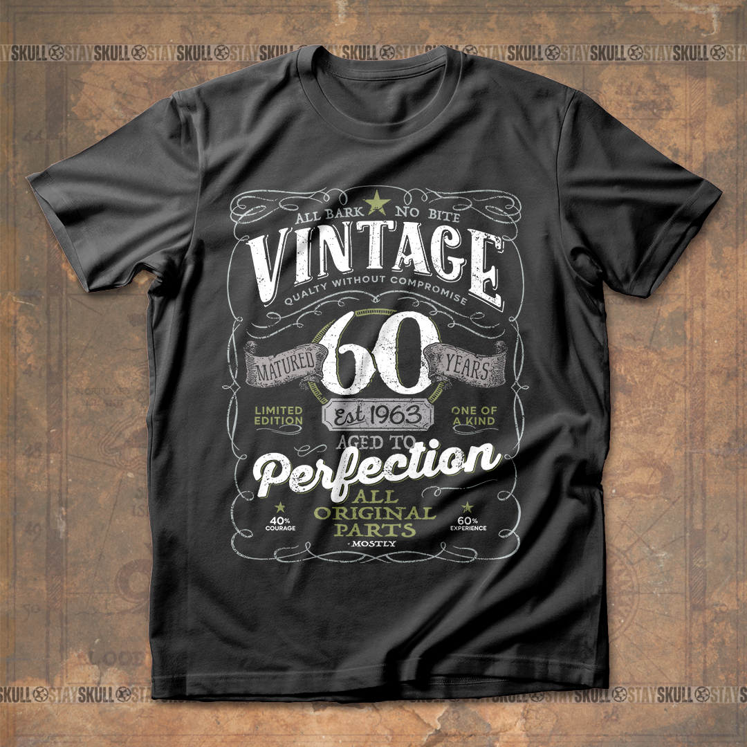 60th Birthday Vintage Aged To Perfection Vintage 1963 Original Parts T shirt