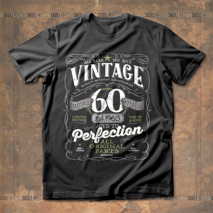 60th Birthday Vintage Aged To Perfection Vintage 1963 Original Parts T shirt