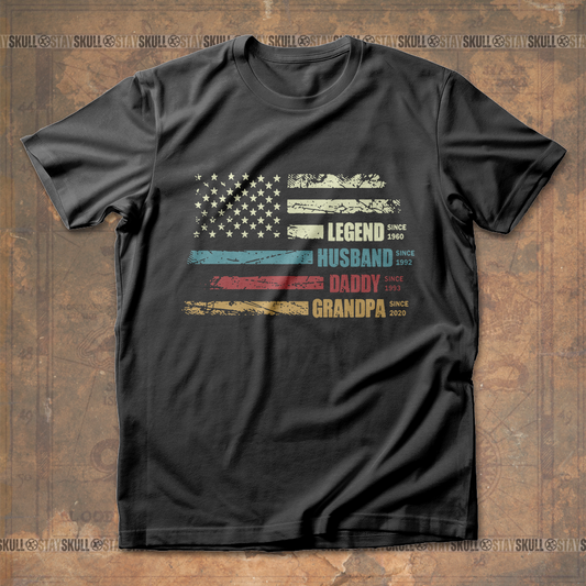 Personalized Grandpa Father Husband Legend Us Flag T Shirt