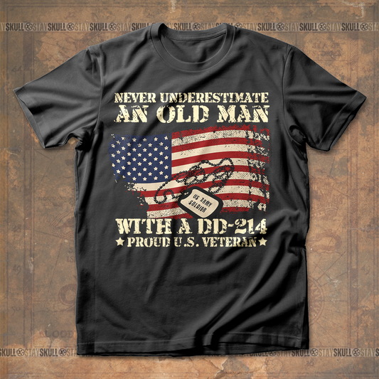Never Underestimate An Old Man With Add-214 T shirt