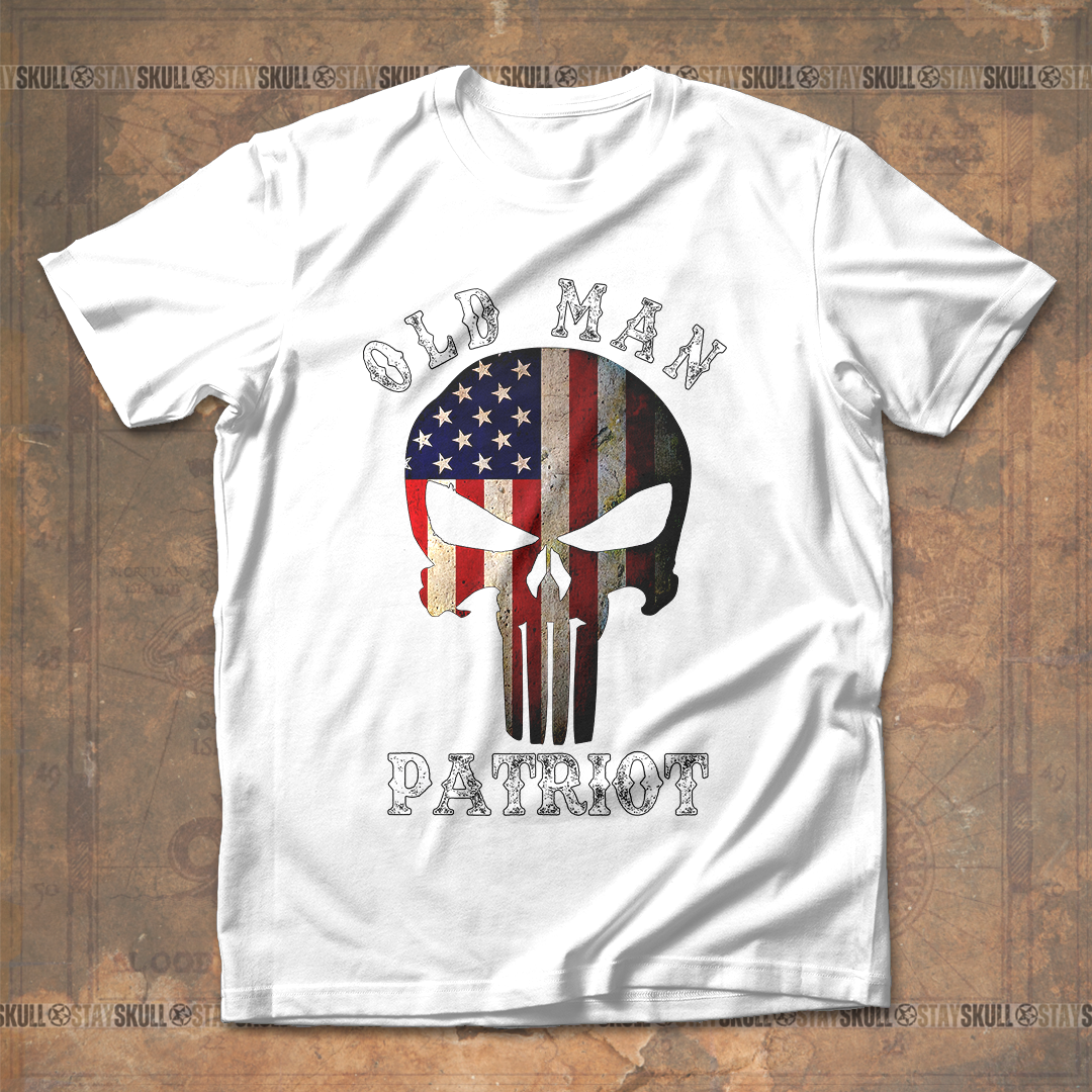 Old Man Patriot Vintage Skull T shirt