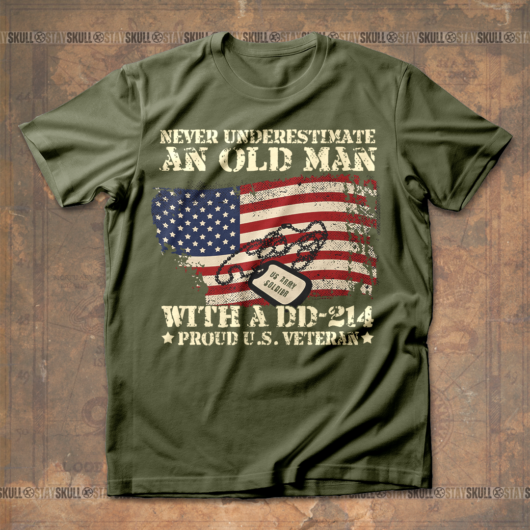Never Underestimate An Old Man With Add-214 T shirt
