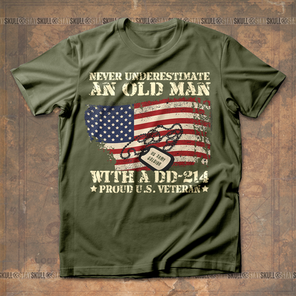 Never Underestimate An Old Man With Add-214 T shirt