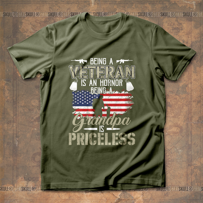 Being A Veteran Is An Honor Being A Grandpa Is Priceless T shirt