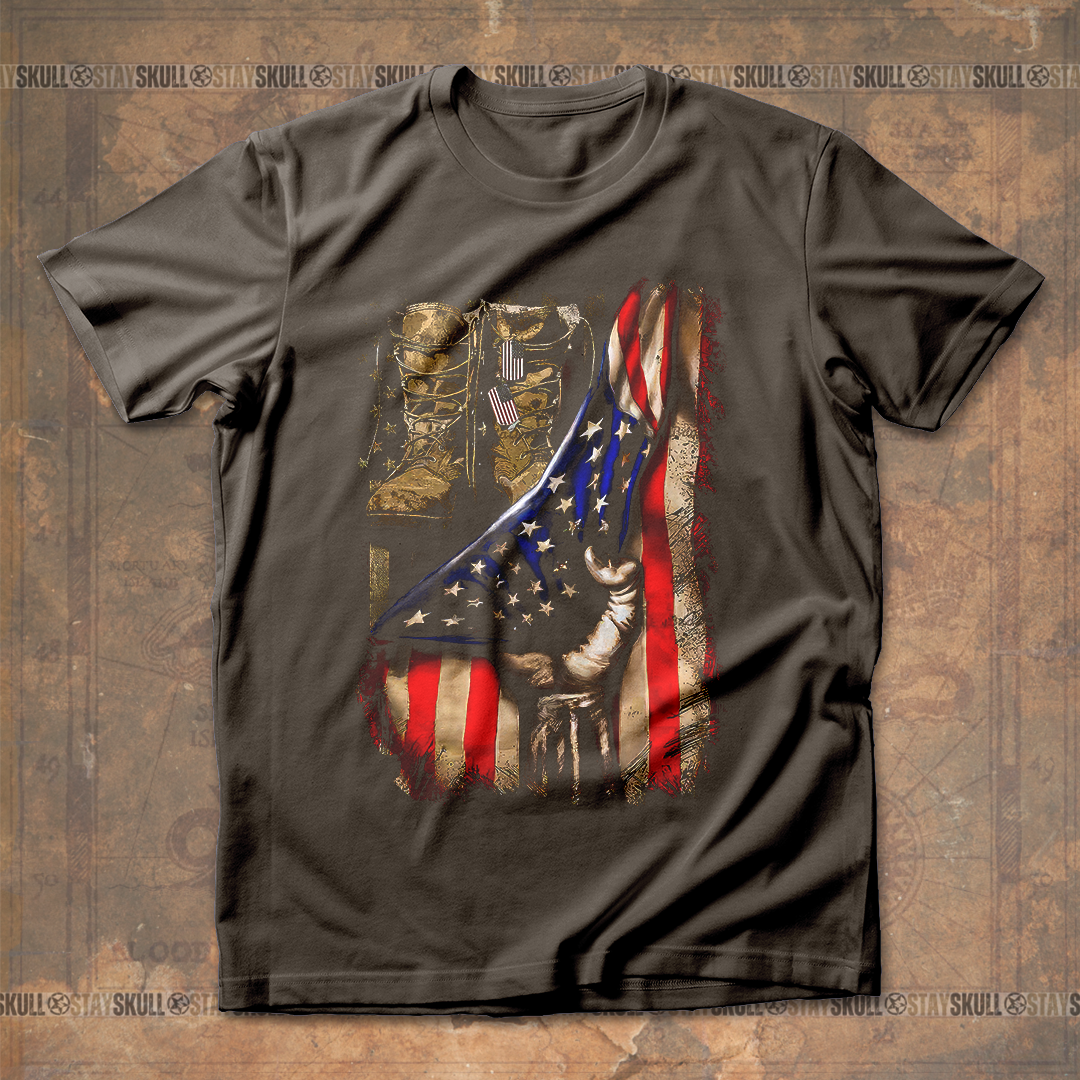 Military Combat Boots Flag T shirt