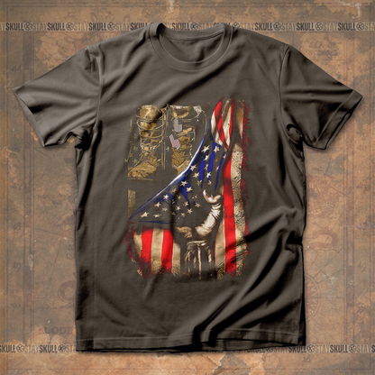 Military Combat Boots Flag T shirt