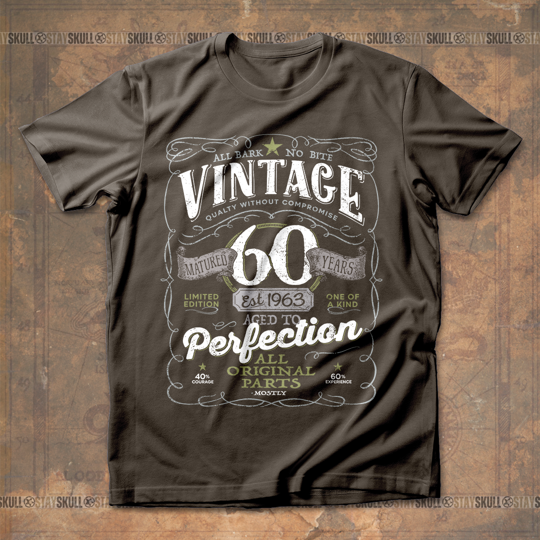60th Birthday Vintage Aged To Perfection Vintage 1963 Original Parts T shirt