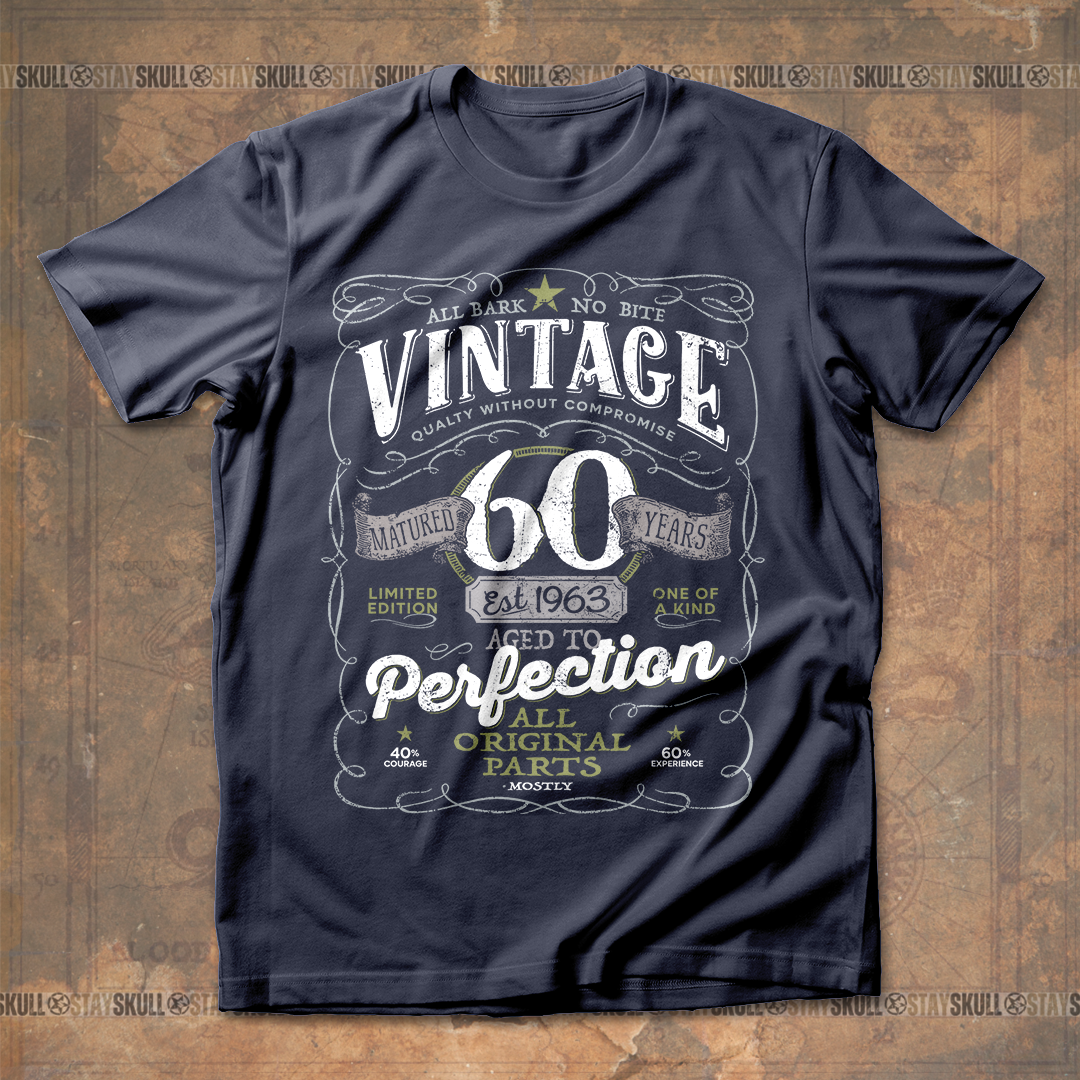 60th Birthday Vintage Aged To Perfection Vintage 1963 Original Parts T shirt