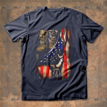 Military Combat Boots Flag T shirt