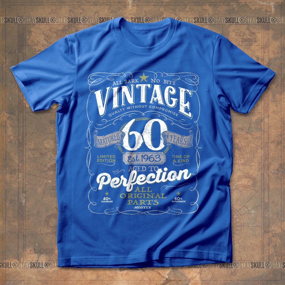 60th Birthday Vintage Aged To Perfection Vintage 1963 Original Parts T shirt