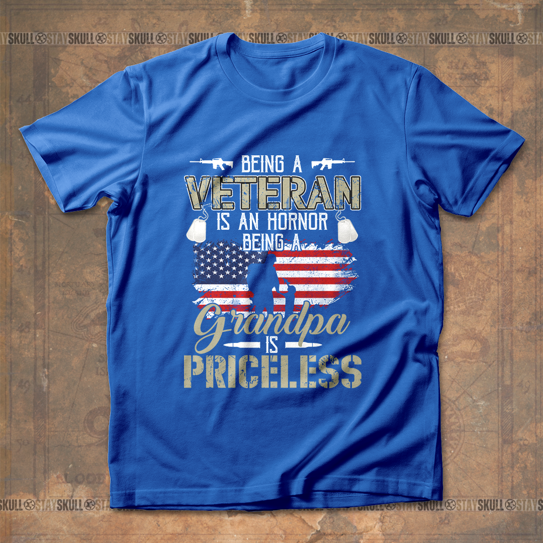 Being A Veteran Is An Honor Being A Grandpa Is Priceless T shirt