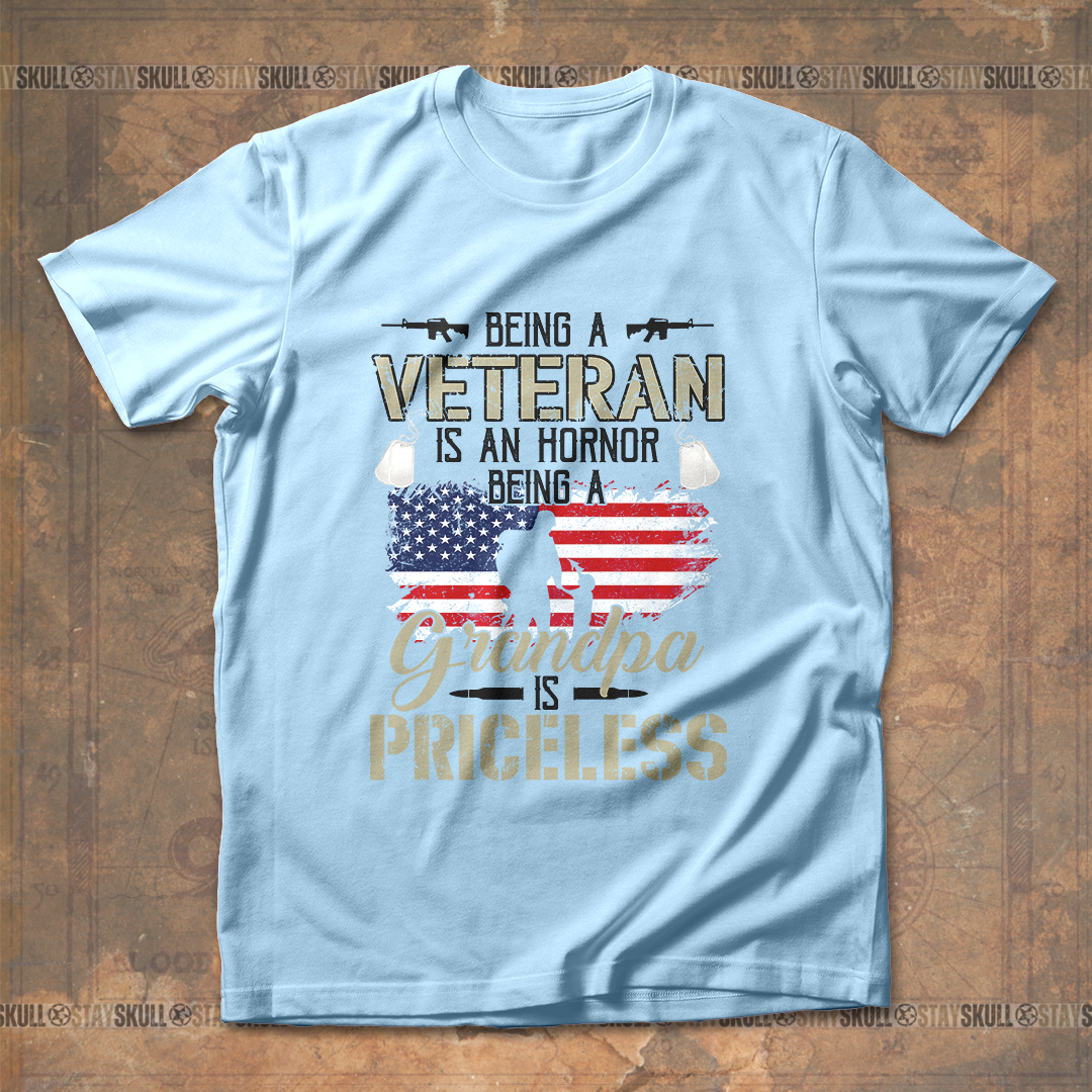 Being A Veteran Is An Honor Being A Grandpa Is Priceless T shirt