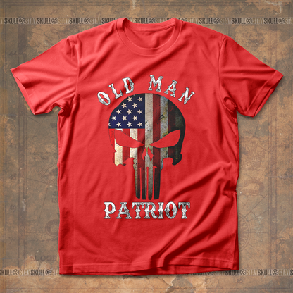 Old Man Patriot Vintage Skull T shirt