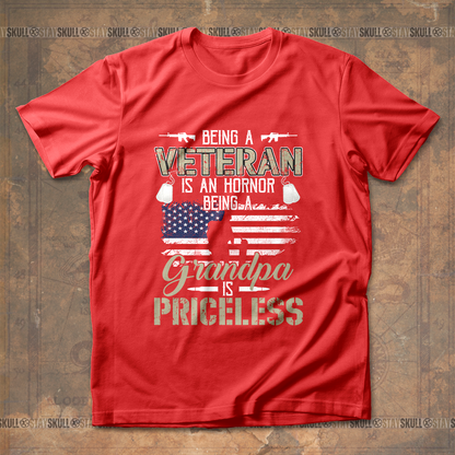 Being A Veteran Is An Honor Being A Grandpa Is Priceless T shirt