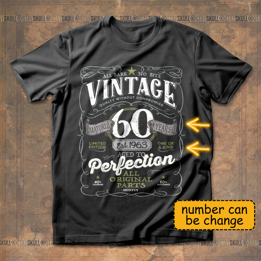 60th Birthday Vintage Aged To Perfection Vintage 1963 Original Parts T shirt